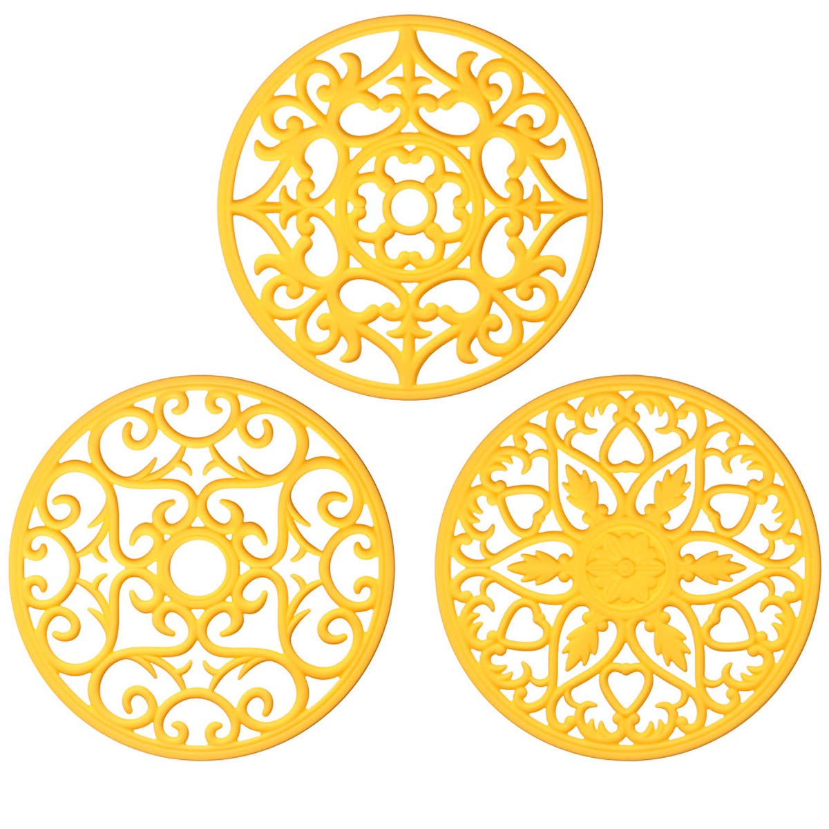 ME.FAN Trivets for Dishes/Pots/Pans, 3 Pcs Silicone Mats, Flexible/Durable/Non Slip Hot Pads to Protect Table and Counter Top (Desert Sage)