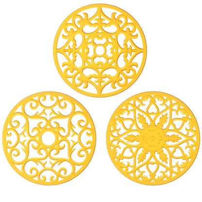 ME.FAN Trivets for Dishes/Pots/Pans, 3 Pcs Silicone Mats, Flexible/Durable/Non Slip Hot Pads to Protect Table and Counter Top (Desert Sage)