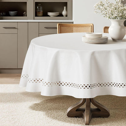 MIULEE Pink Rectangle Tablecloth with Decorative Cutouts 52x70 Inch