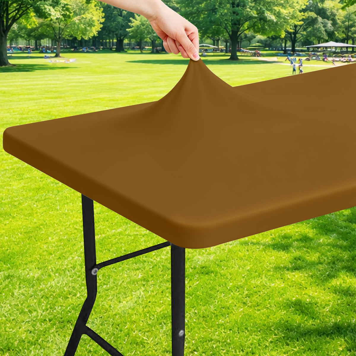 Moosfor Rectangle Spandex Fitted Table Cloth, 6FT Elastic Tablecloth