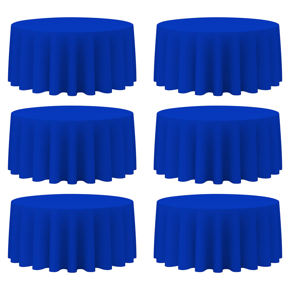 BRILLMAX 6 Pack Navy Blue Round Tablecloths 120 Inch for 60" Tables