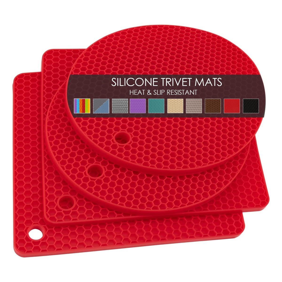 6 Pack Silicone Trivet Mat, Silicone Trivets for Hot Pots and Pans, Multipurpose Non-Slip & Heat Resistant Silicone Hot Pad for Kitchen Counter