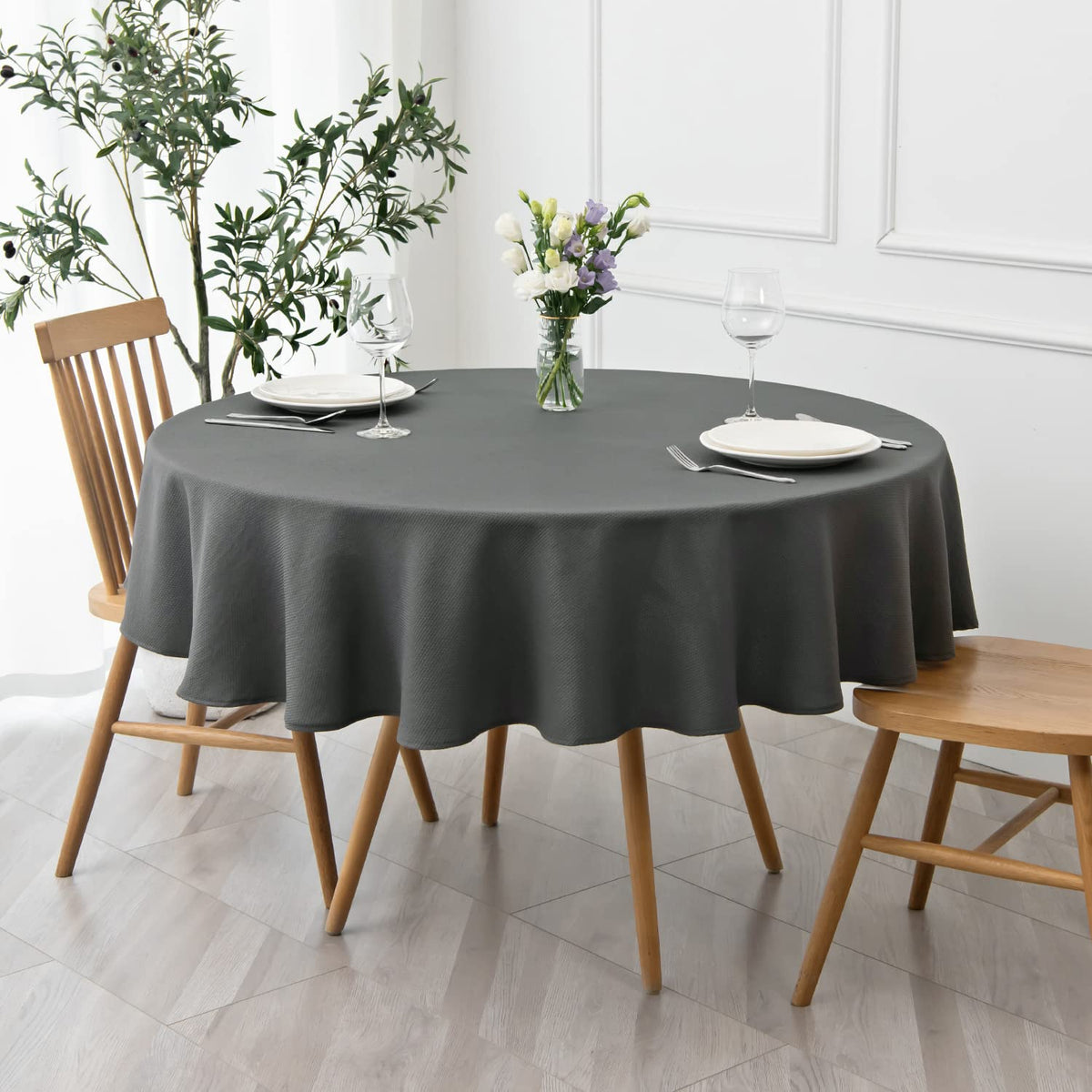 maxmill Rectangle Textured Tablecloth Waterproof Spillproof Wrinkle Free Table Cloth, Kitchen Dining Tabletop Decoration, Fabric Table Cover for Outdoor and Indoor Use, 52 x 70 Inch, Sage Green