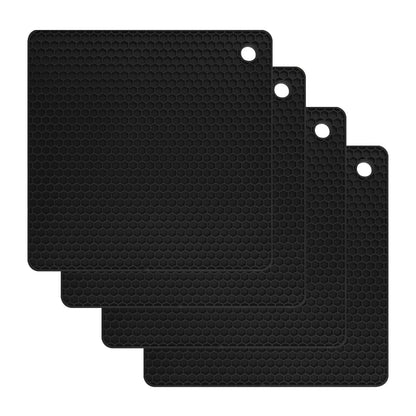 Silicone Trivets for Hot Dishes, Pots and Pans, Hot Pads for Kitchen, Dark Grey Silicone Pot Holders Mats for Kitchen Quartz Counter Heat Resistant Mat, Flexible Trivet Mat Set 4