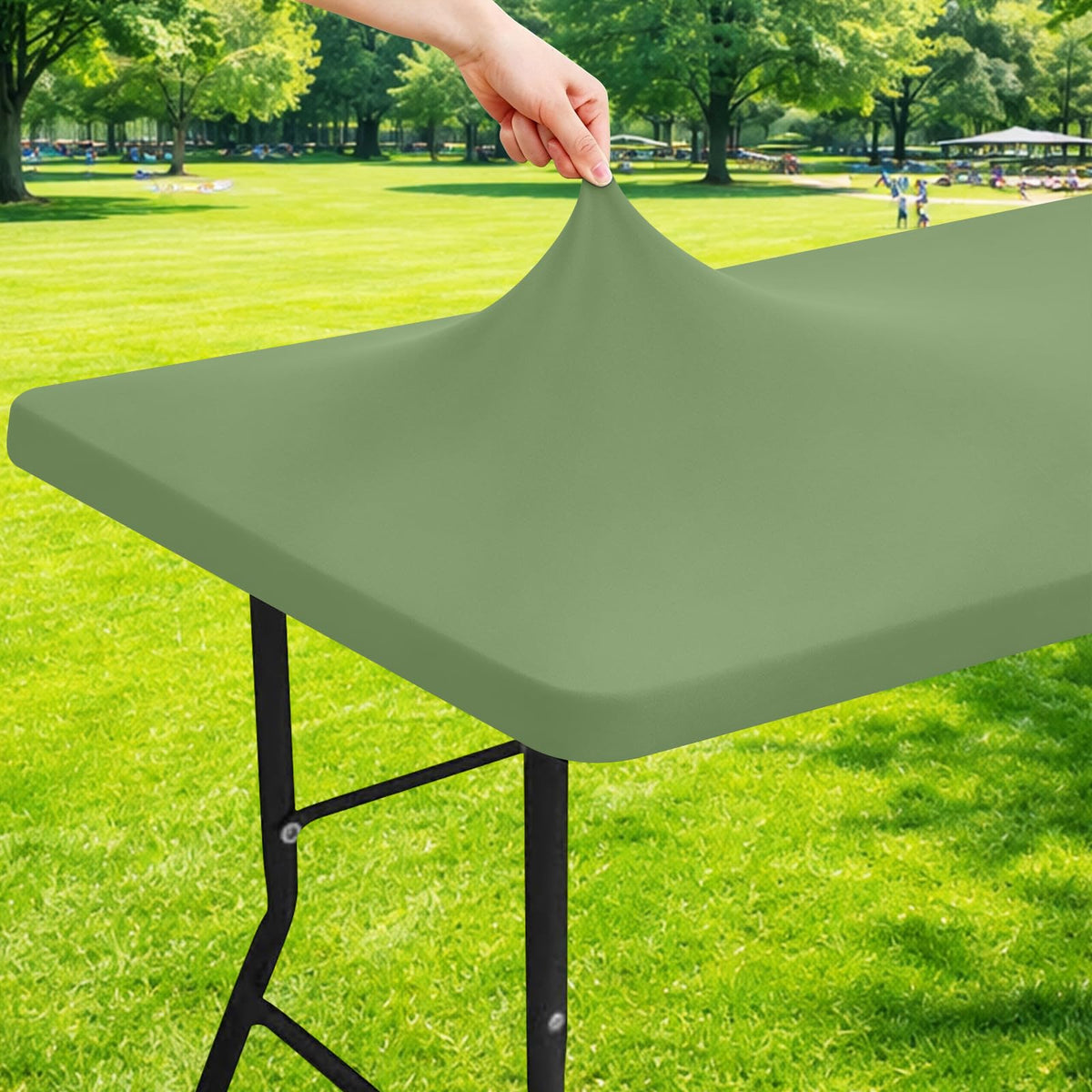 Moosfor Rectangle Spandex Fitted Table Cloth, 6FT Elastic Tablecloth