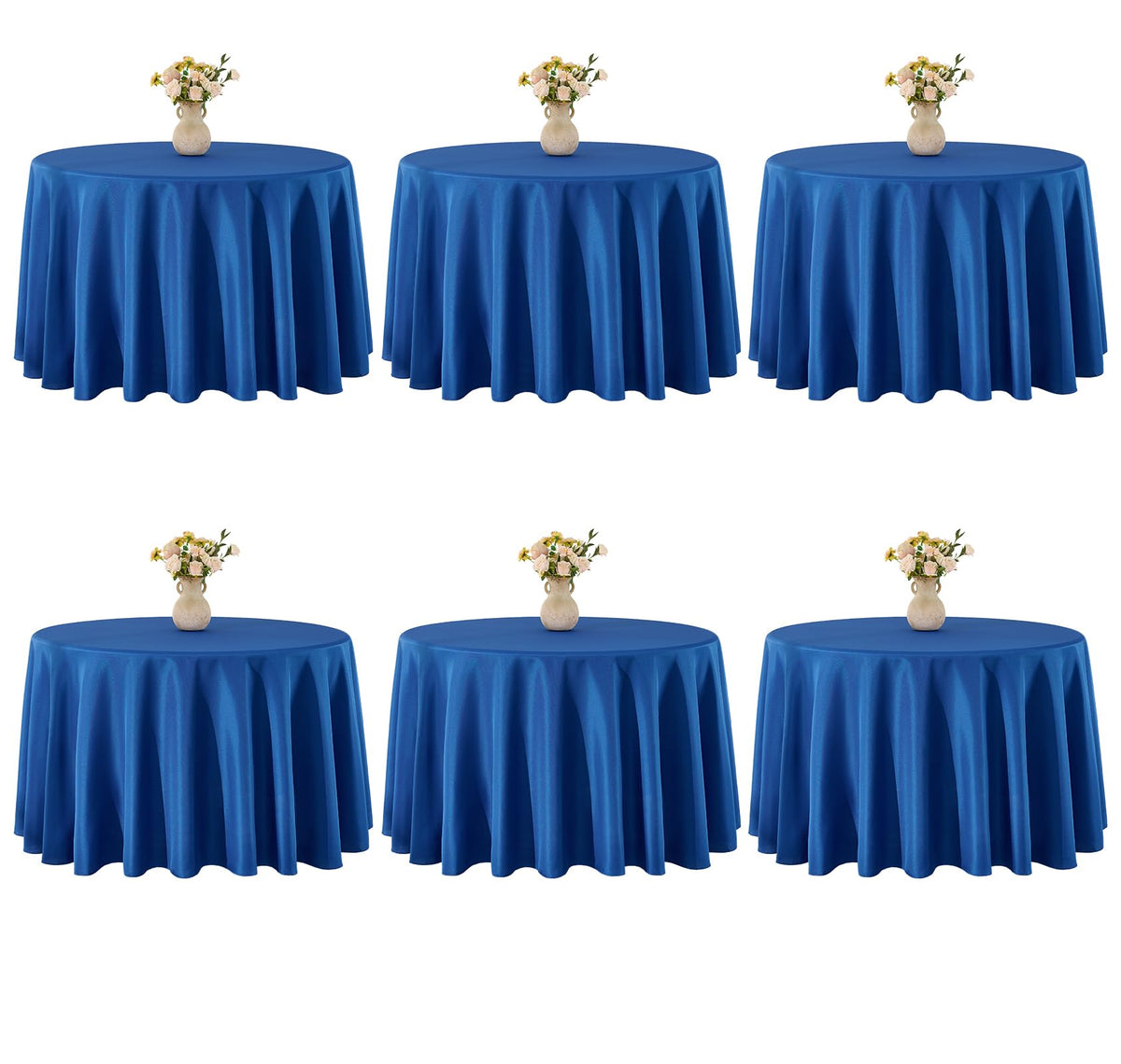 VidaFete 6 Pack 120inch Round Tablecloth Polyester Table Cloth, White