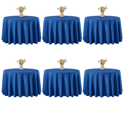VidaFete 6 Pack 120inch Round Tablecloth Polyester Table Cloth, White