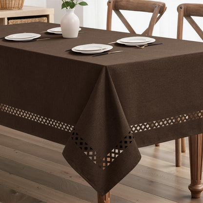 MIULEE Pink Rectangle Tablecloth with Decorative Cutouts 52x70 Inch