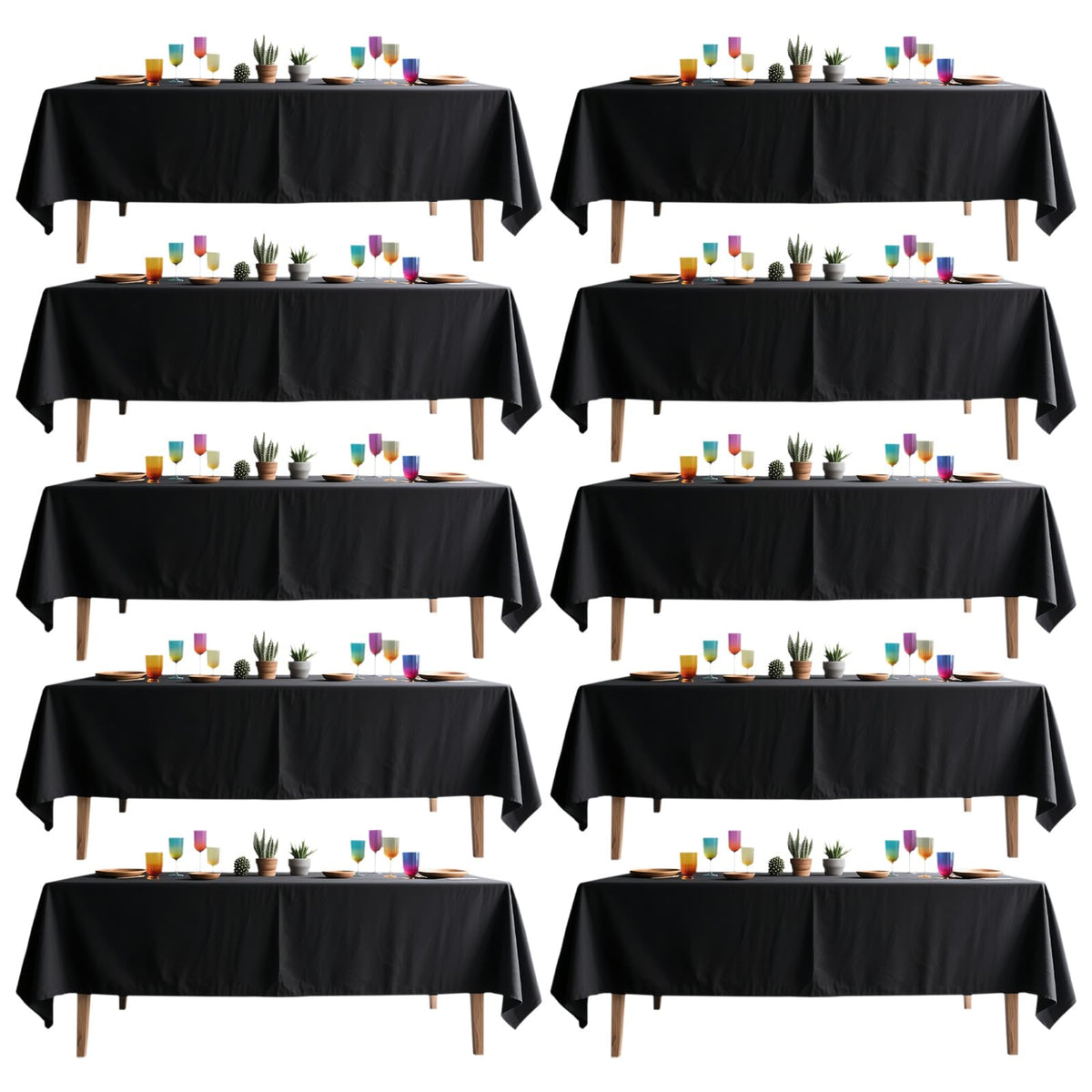 DRESSMAKER 2 Pack White Table Cloth Rectangle 60X102 Inch Fit 6FT Table