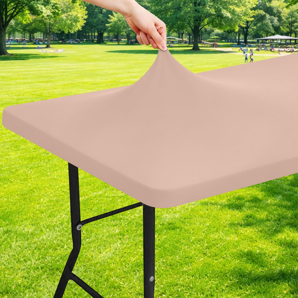 Moosfor Rectangle Spandex Fitted Table Cloth, 6FT Elastic Tablecloth