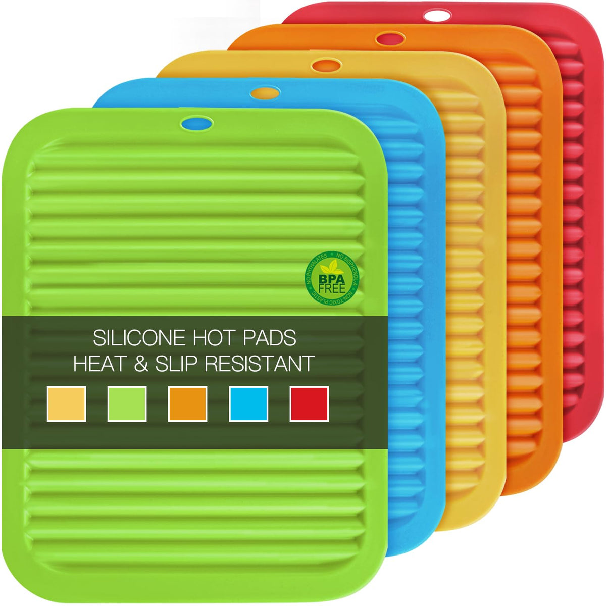 6 Pack Silicone Trivet Mat, Silicone Trivets for Hot Pots and Pans, Multipurpose Non-Slip & Heat Resistant Silicone Hot Pad for Kitchen Counter