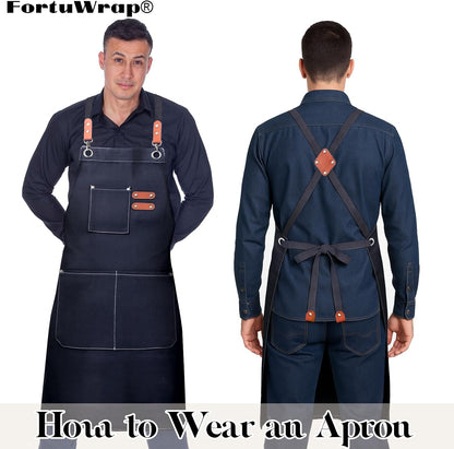 Chef Cotton Canvas Apron for Men Women with Pockets