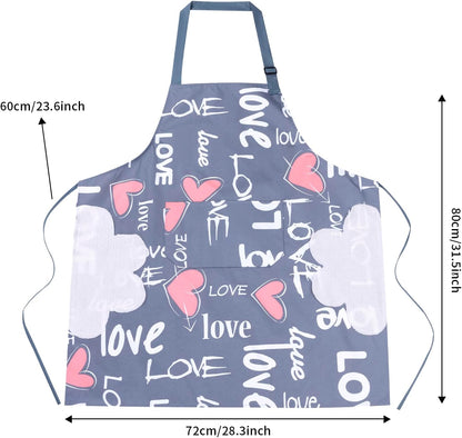 DILLMAN 2 Pack Floral Aprons with Pocket Blooming Womens Waterproof Adjustable Cooking Aprons Kitchen Gardening Salon