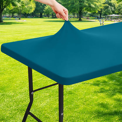 Moosfor Rectangle Spandex Fitted Table Cloth, 6FT Elastic Tablecloth