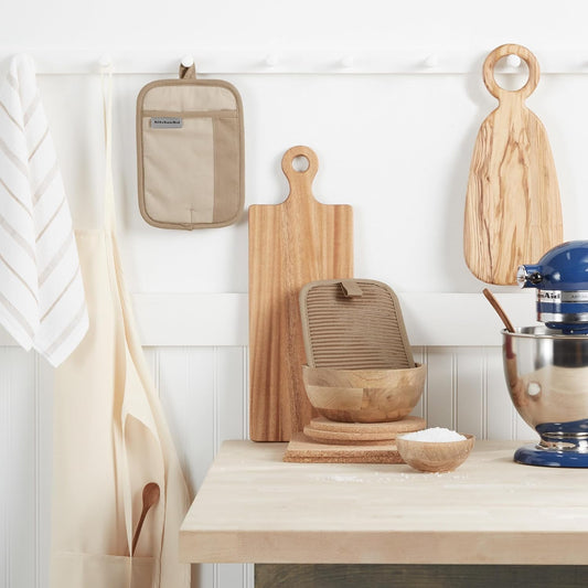 KitchenAid Beacon Two-Tone Non-Slip Pot Holder Set, Milkshake Tan/Beige, 7"x10", 2 Piece