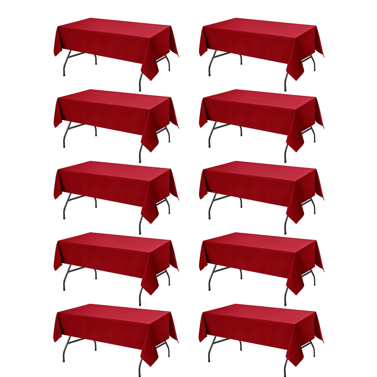 10-Pack White Tablecloths for Rectangle Tables, 60 x 102 Inches