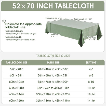 Veblandy Rectangle Tablecloth Waterproof Linen Textured Table Cloth Stain and Wrinkle Resistant Washable, Decorative Fabric Table Cover for Dining, Party and Camping (Sage Green, 52 * 70)