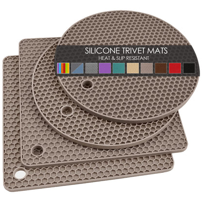 6 Pack Silicone Trivet Mat, Silicone Trivets for Hot Pots and Pans, Multipurpose Non-Slip & Heat Resistant Silicone Hot Pad for Kitchen Counter