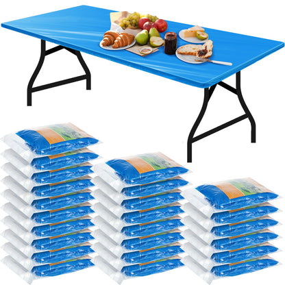 Boao 24Pcs Plastic Tablecloths, 8 Ft, 96 x 30 Disposable Table Covers Blue