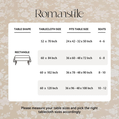 Romanstile Waterproof Vinyl Tablecloth Rectangle, 60 x 84 Inch, Rose Beige