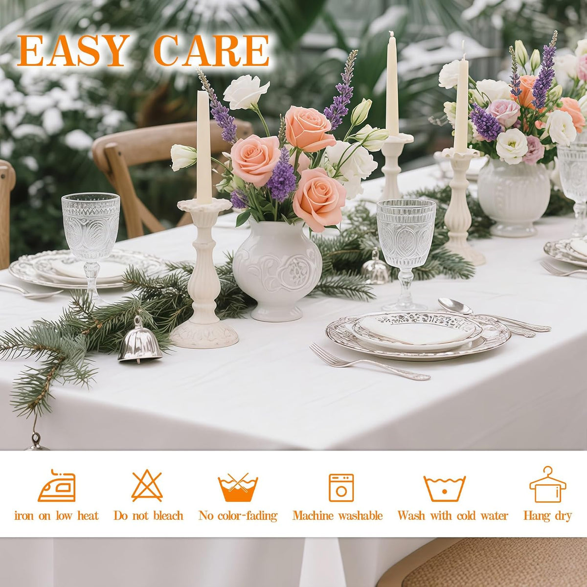 DRESSMAKER 2 Pack White Table Cloth Rectangle 60X102 Inch Fit 6FT Table
