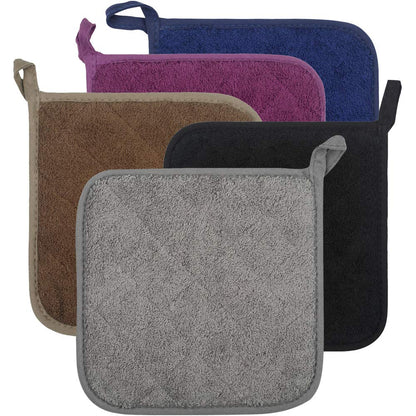 Pot Holders for Kitchen, 100% Cotton Terry Pot Holder Set of 5, Heat Resistant Hot Pads for Cooking, Baking, Hot Dishes and Countertop Protection, Olive Green