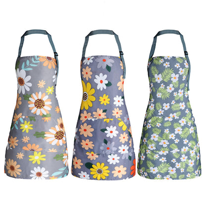 Apron for Women with Pockets, Adjustable Waterproof Floral Chef Aprons for Kitchen, Gardening, Cooking, BBQ or Baking