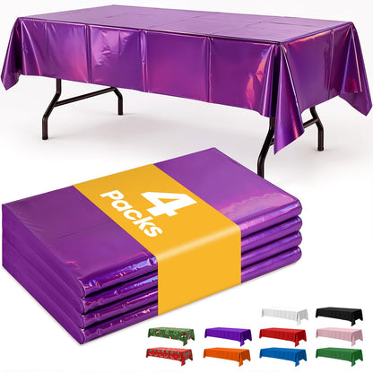 Niuara Black Plastic Table Cloth Disposable, 4 Pack, 54 x 108 in
