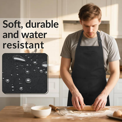 Large Chef Apron for Men and Women, Cooking Kitchen Aprons with 2 Large Pockets Water Oil Resistant