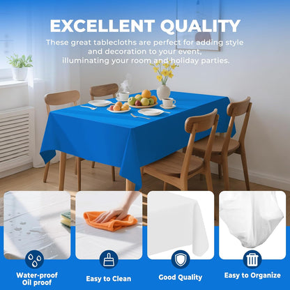54 Inch X 300 Feet Plastic Table Cover Roll Premium Disposable Plastic Tablecloth for All Type/Shape Tables | Picnic, Party, Banquet, Birthdays, Weddings (Blue, 54 Inch X 300 Feet)