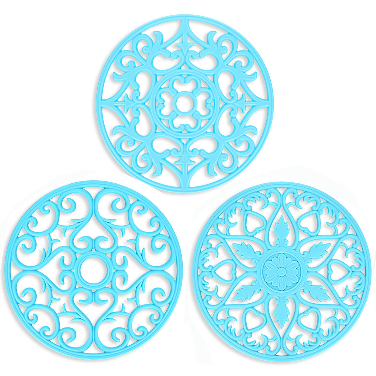ME.FAN Trivets for Dishes/Pots/Pans, 3 Pcs Silicone Mats, Flexible/Durable/Non Slip Hot Pads to Protect Table and Counter Top (Desert Sage)