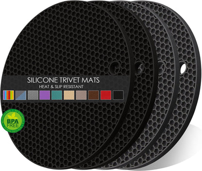 6 Pack Silicone Trivet Mat, Silicone Trivets for Hot Pots and Pans, Multipurpose Non-Slip & Heat Resistant Silicone Hot Pad for Kitchen Counter