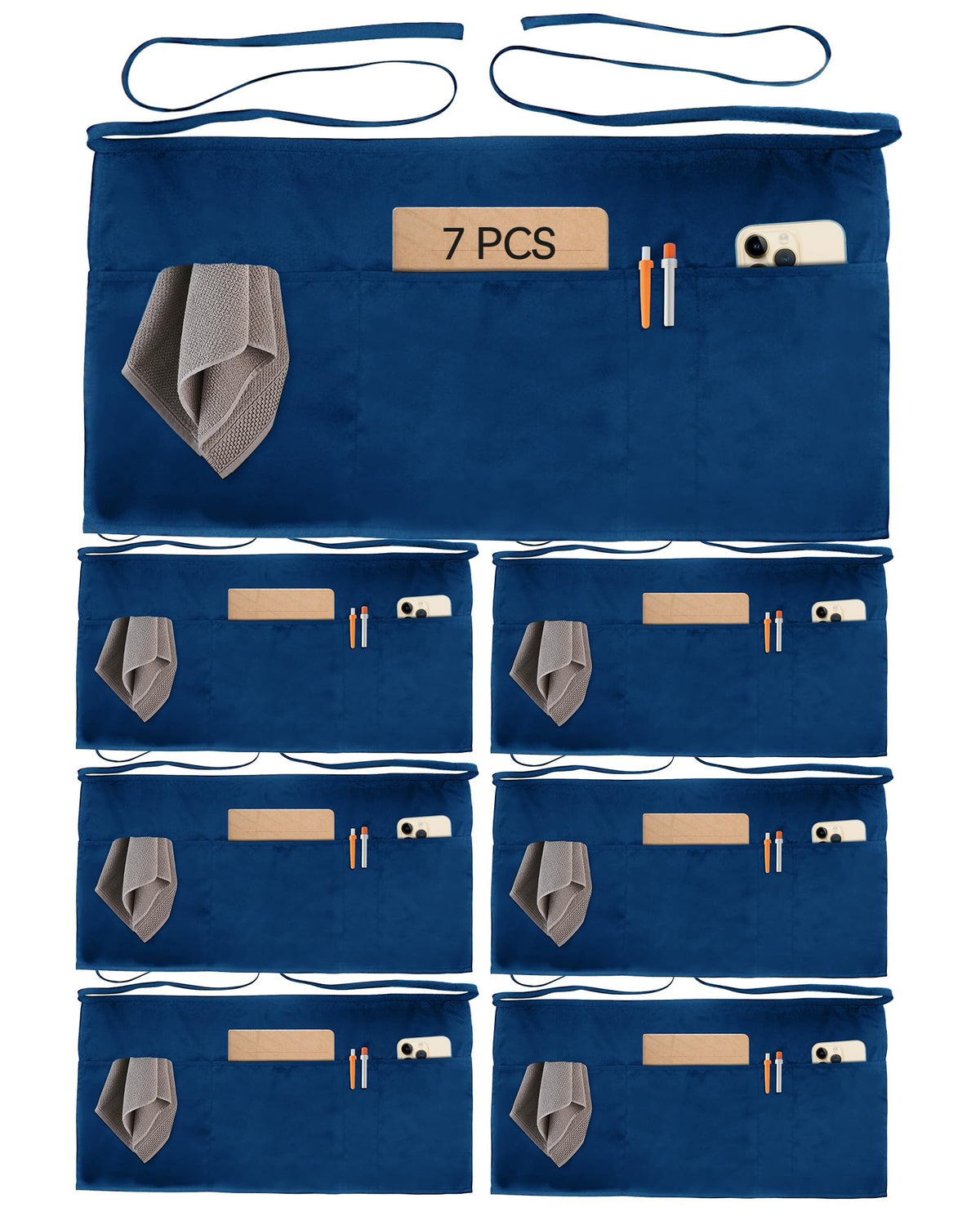 Xeoxarel Aprons with 4 Pockets (Available in 3 Pack / 7 Pack) 23.5'' X 11.5''