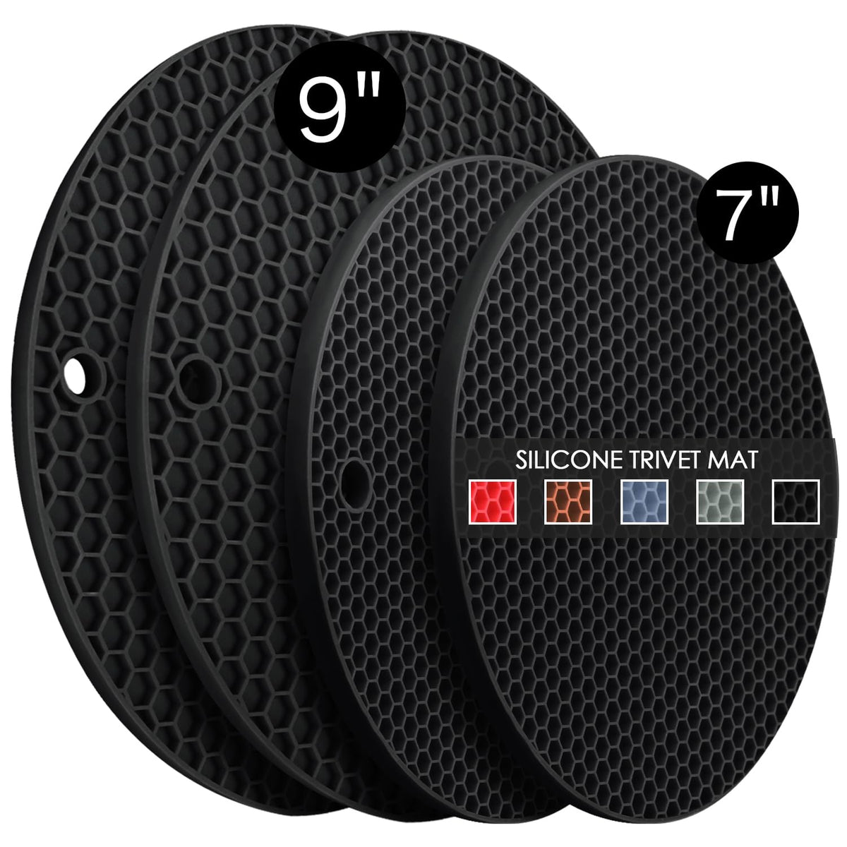 6 Pack Silicone Trivet Mat, Silicone Trivets for Hot Pots and Pans, Multipurpose Non-Slip & Heat Resistant Silicone Hot Pad for Kitchen Counter
