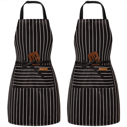 BeLuyi 2 Pack Adjustable Bib Apron with 2 Pockets Chef Cooking Kitchen Restaurant Aprons for Women Men