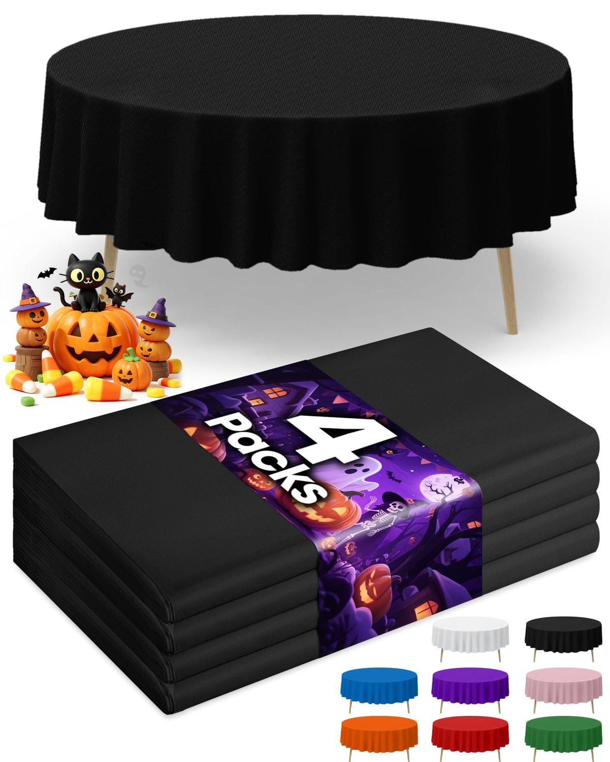 Niuara White Plastic Table Cloth - 4 Pack 54" × 108" Rectangle Disposable Tablecloths for 6FT Tables, Table Cover for Party, Holiday & Gathering Use