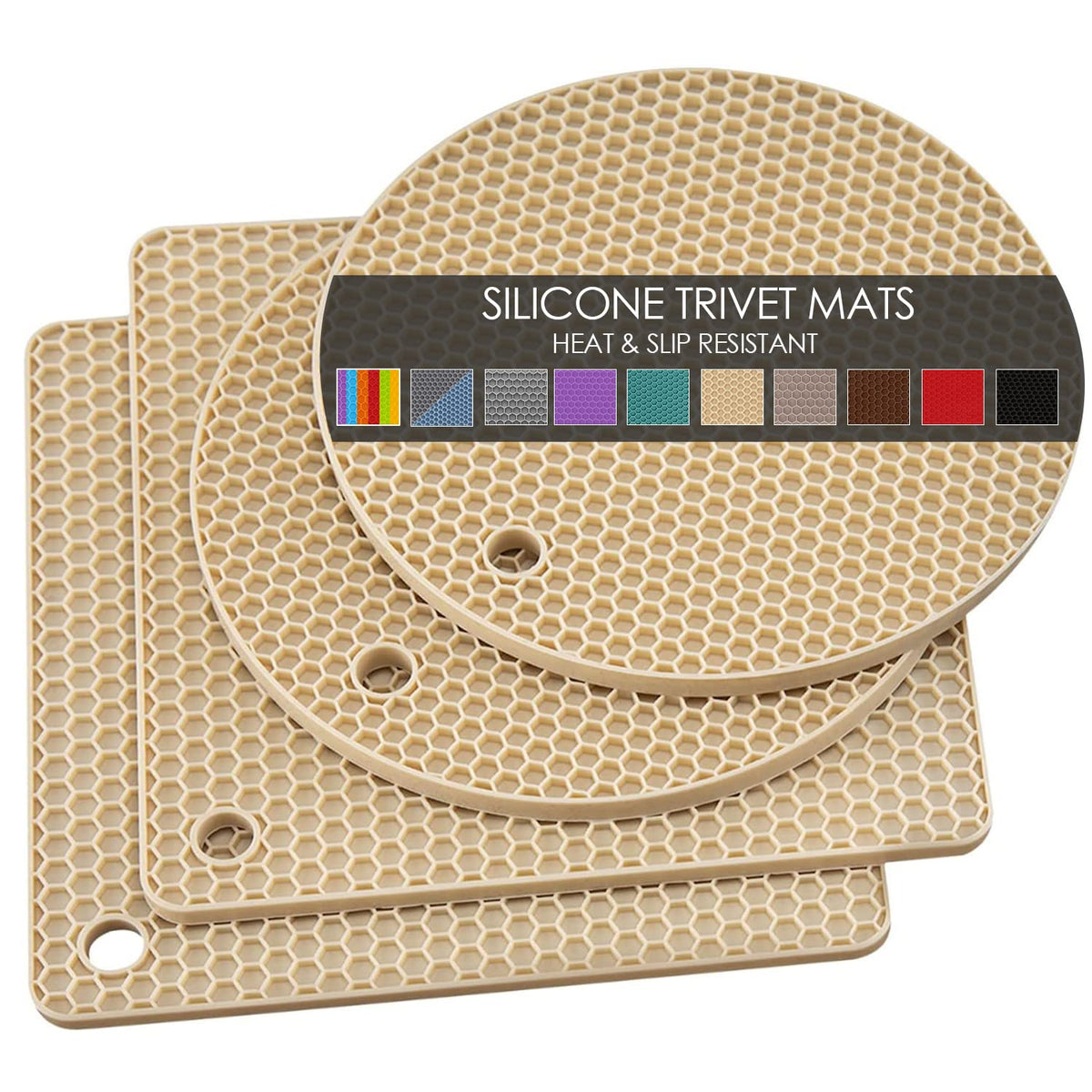 6 Pack Silicone Trivet Mat, Silicone Trivets for Hot Pots and Pans, Multipurpose Non-Slip & Heat Resistant Silicone Hot Pad for Kitchen Counter