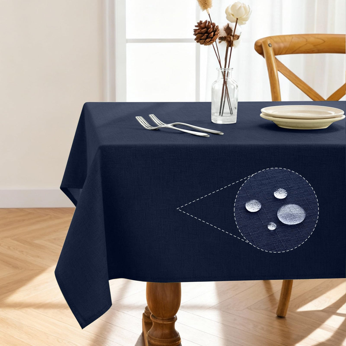 Pureegg Rectangle Linen Tablecloth Waterproof & Stain Resistant, Wrinkle-Free Table Cloth Adds Elegance and Protection, Ideal for Dining, Party, Wedding and Outdoor, 52 x 70 Inch, Beige
