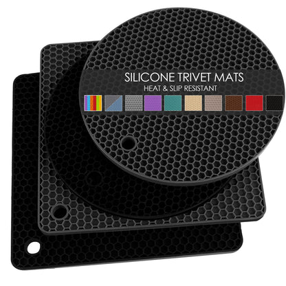 6 Pack Silicone Trivet Mat, Silicone Trivets for Hot Pots and Pans, Multipurpose Non-Slip & Heat Resistant Silicone Hot Pad for Kitchen Counter