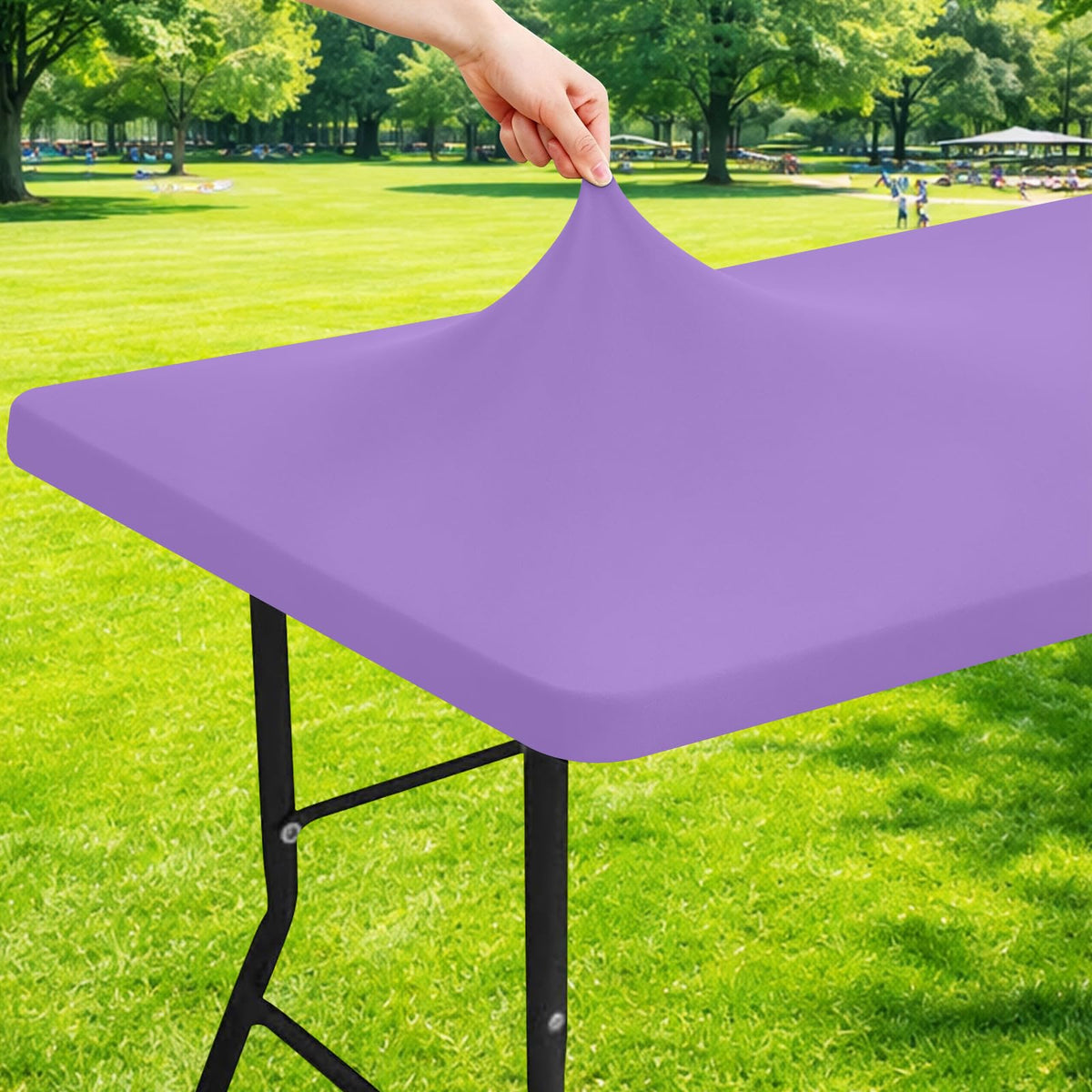 Moosfor Rectangle Spandex Fitted Table Cloth, 6FT Elastic Tablecloth