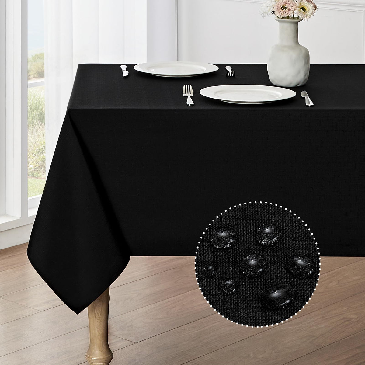 Veblandy Rectangle Tablecloth Waterproof Linen Textured Table Cloth Stain and Wrinkle Resistant Washable, Decorative Fabric Table Cover for Dining, Party and Camping (Sage Green, 52 * 70)