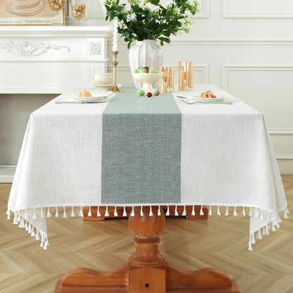 Laolitou Rustic Tablecloth Cotton Linen Waterproof Farmhouse Tablecloth Burlap Table Cloths for Kitchen Dining Cloth Table Cloth for Rectangle Tables Coffee Lines Rectangle,55''x70'',4-6 Seats