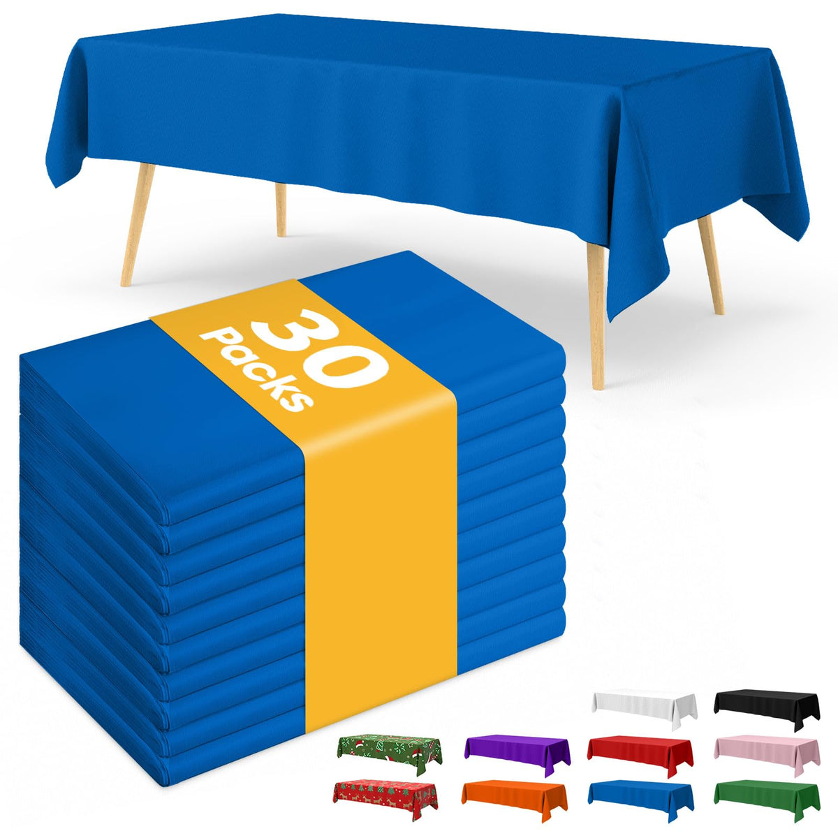 Niuara White Plastic Table Cloth - 30 Pack 54" × 108" Rectangle Disposable Tablecloths for 6FT Tables, Waterproof Table Cover for Party, Holiday & Gathering Use