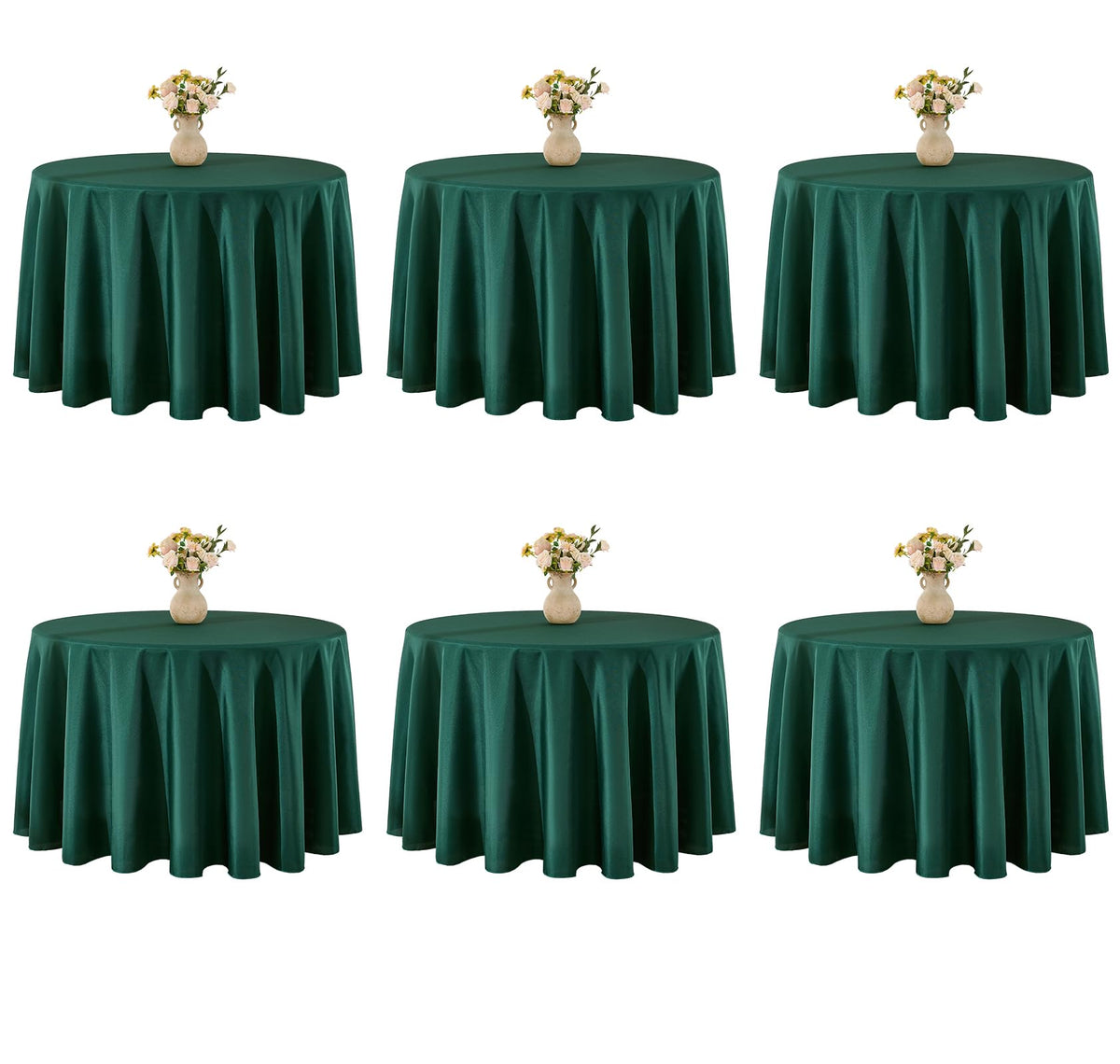 VidaFete 6 Pack 120inch Round Tablecloth Polyester Table Cloth, White