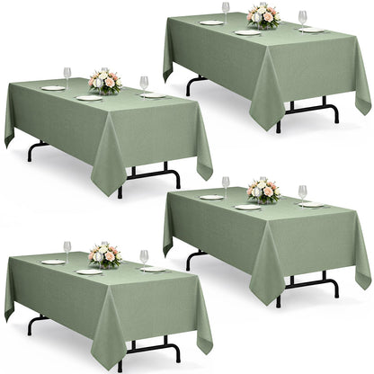 Decorelia Sage Green Linen Textured Tablecloth Rectangular 52 x70 Inch