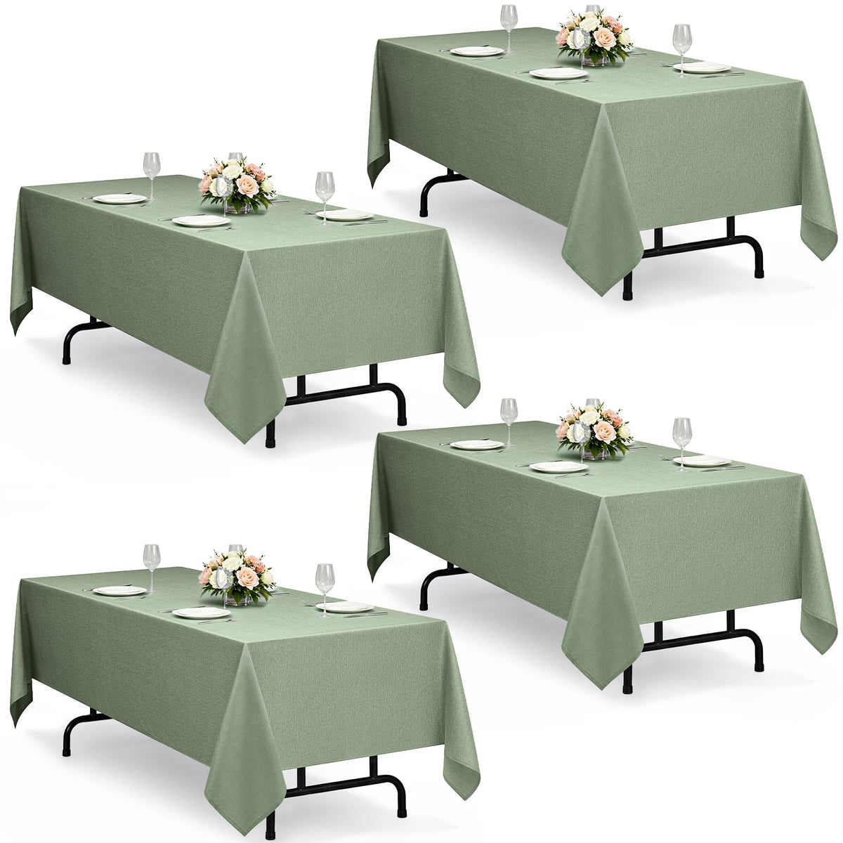 Decorelia Linen Textured Fall Tablecloth Rectangular Burnt Orange, 52"x70"