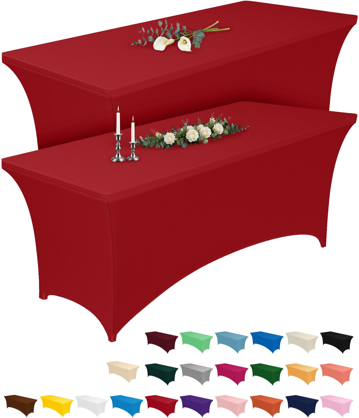 Pureegg Spandex Tablecloth 6ft 2 Pack Black