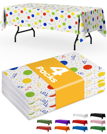 Niuara Black Plastic Table Cloth Disposable, 4 Pack, 54 x 108 in