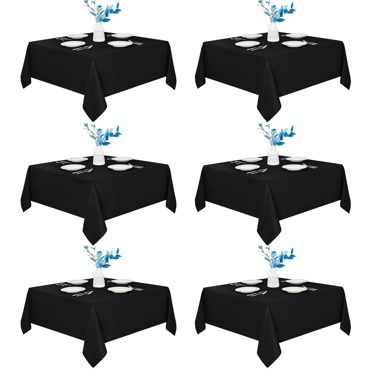 Fitable 6 Pack Black Tablecloths 70x120 Inch for 6-8 Ft Rectangle Tables