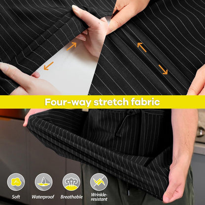ROTANET Stripe Stretch Apron Chef Aprons for Men with 2 Pockets Waterproof